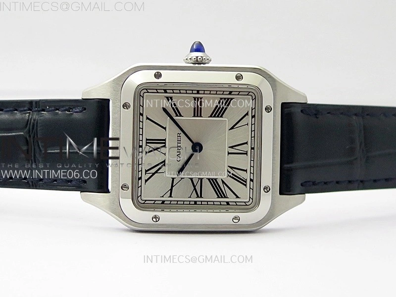 Santos Dumont 43.5mm SS F1F Best Edition Silver Dial on Blue Leather Strap Quartz